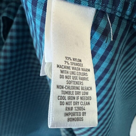 Bonobos Blue Check Slim Fit Medium Long Men's Shirt - Picture 3 of 11